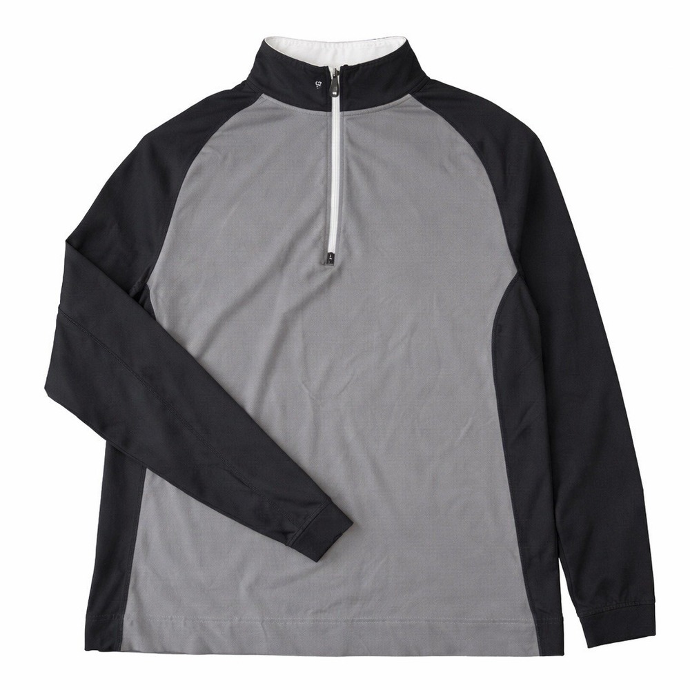 FootJoy Pullover Mens L Gray/black/white Quarter Zip Performance Golf Shirt